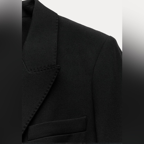 BNWT ZARA WOMEN TAILORED DOUBLE BREASTED COAT ZW COLLECTION LONG COAT BLACK XS - Picture 9 of 13